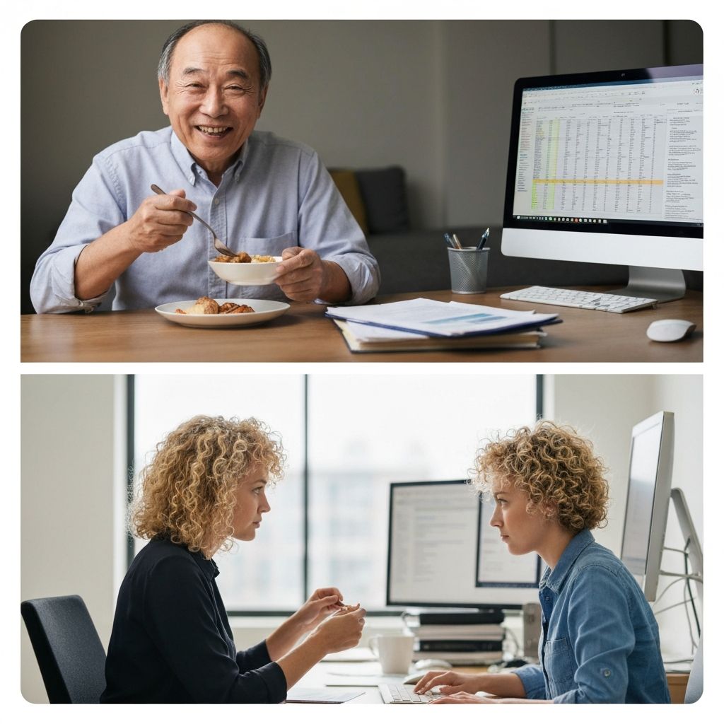 Person eating with and without screen presence