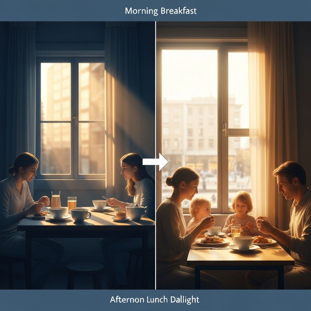 Meals at different times of day showing temporal progression